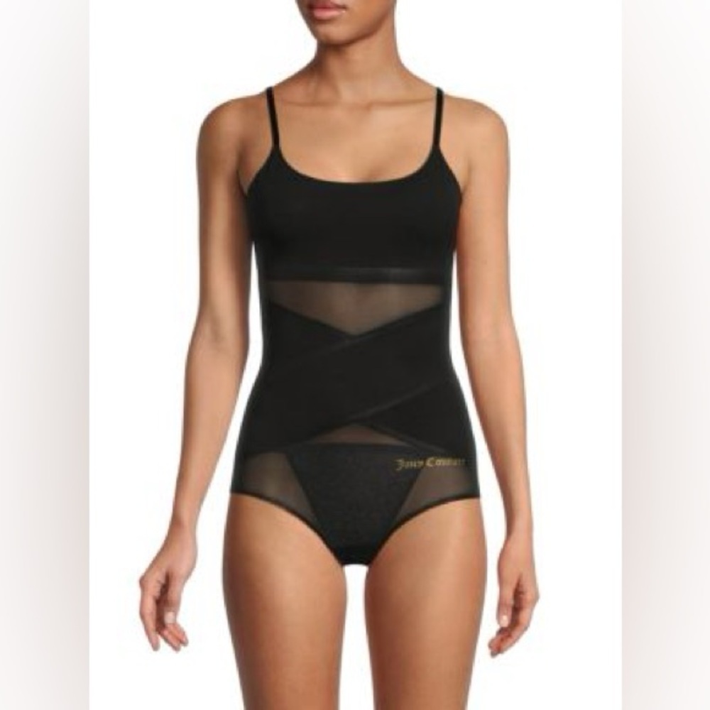 Juicy Couture Mesh Shaping Bodysuit Size XL Black Shapewear NWT